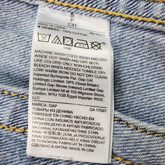 Gap Denim Icon Jean Trucker Jacket Women's Small Blue Distressed Pockets & Snaps - Picture 4 of 13